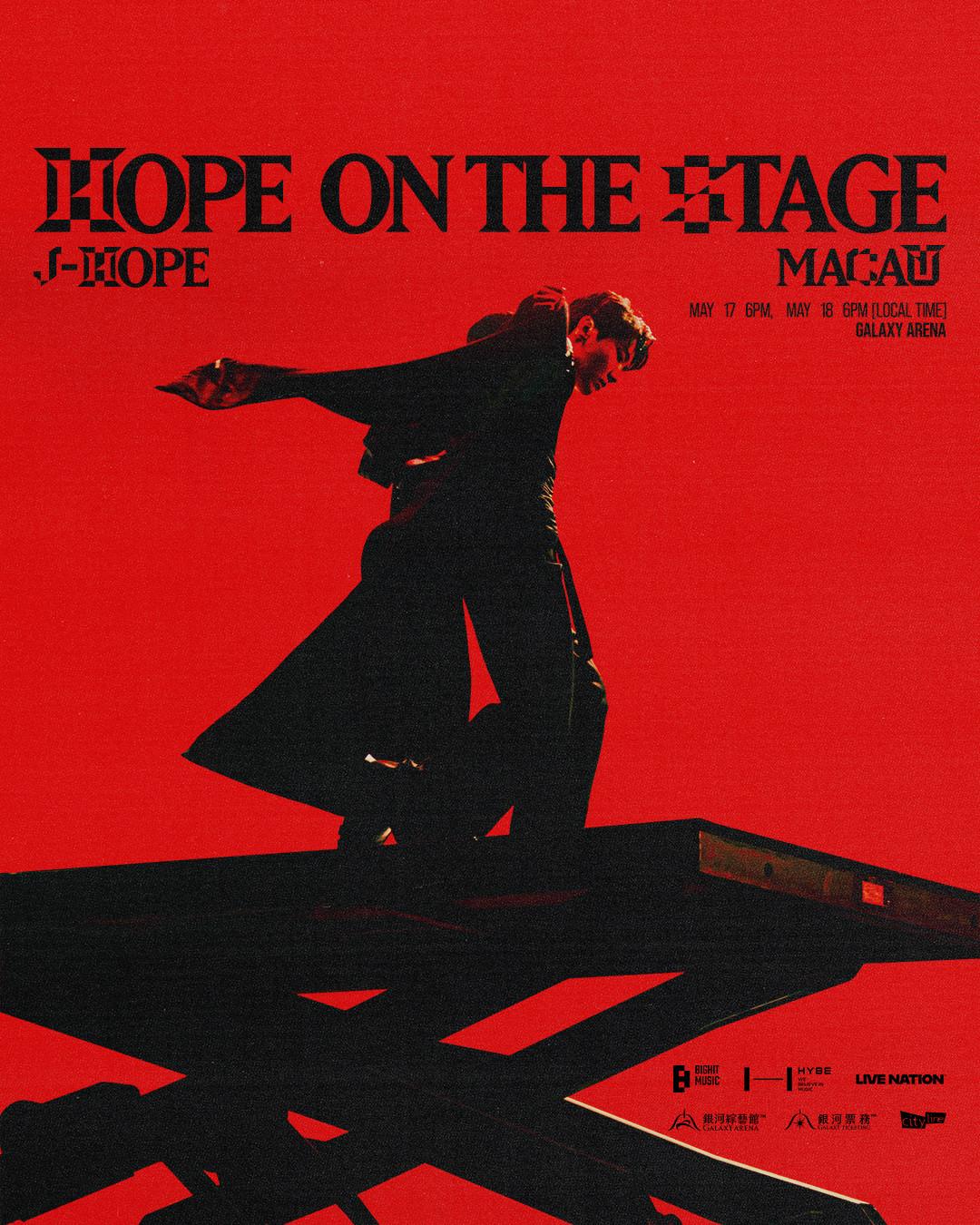 BTS J-HOPE演唱会2025澳门站于2025年5月17-18日在银河综艺馆举办！