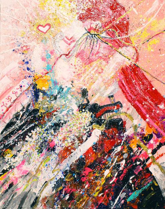 植松京子，汲取精华，2017，丙烯 画布，72.7×91 cm