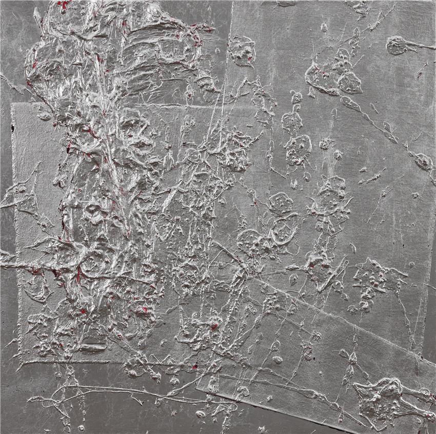 《桃花弄1》／96x96cm／木板 麻布 箔／2017／.jpg