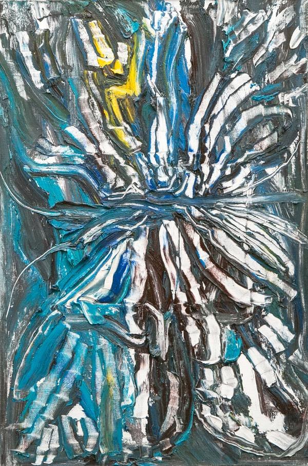 蓝蝴蝶Butterfly 油画布面Oil on Canvas_150x100cm_2016